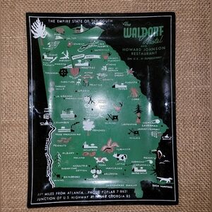 Vintage Atlanta Georgia Waldorf Motel Howard Johnson Advertising Glass Tray 1950